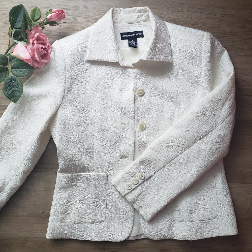 Norton McNaughton Creme Blazer Floral business sz6